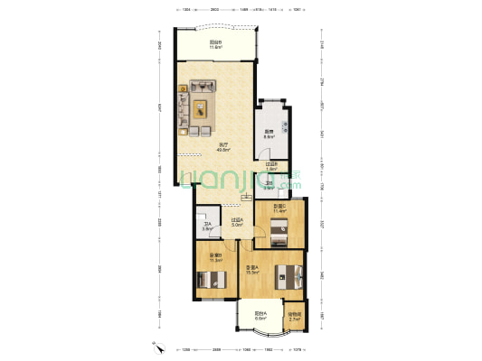 天宝路96号 3室1厅2卫 148平方