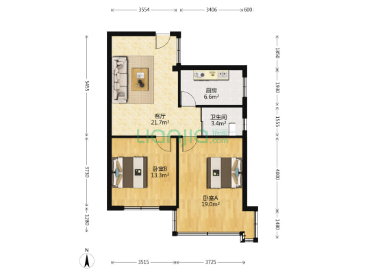 玉兰新村 2室1厅1卫 76平方