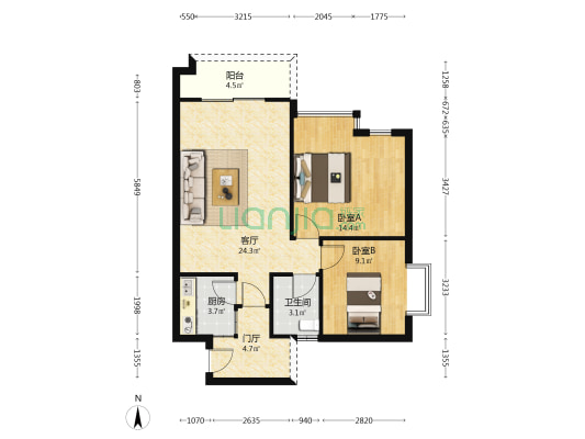 团结一期 2室1厅1卫 83平方
