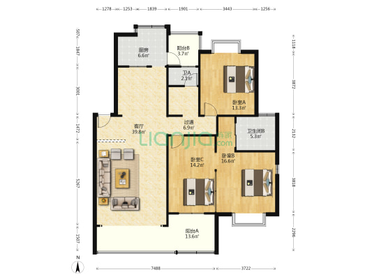 奥宸滇池星城星泉湾 3室1厅2卫 133平方