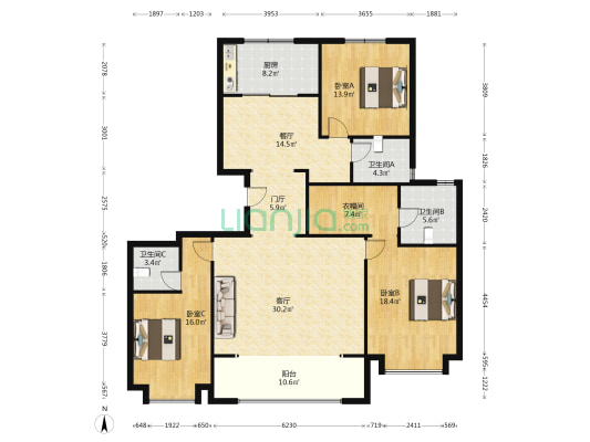 龙城金茂府 3室2厅3卫 195平方