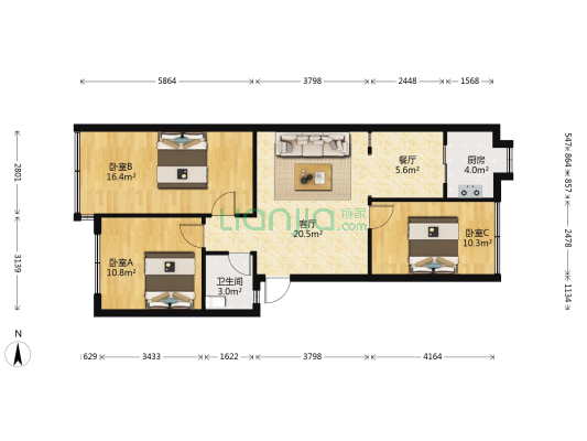 相府路9号 3室2厅1卫 82平方