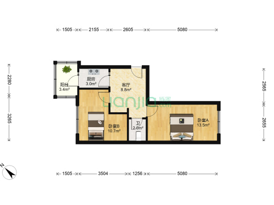 太原街 2室1厅1卫 54平方