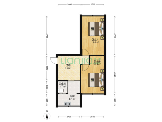 朝凤果品 2室0厅1卫 53平方