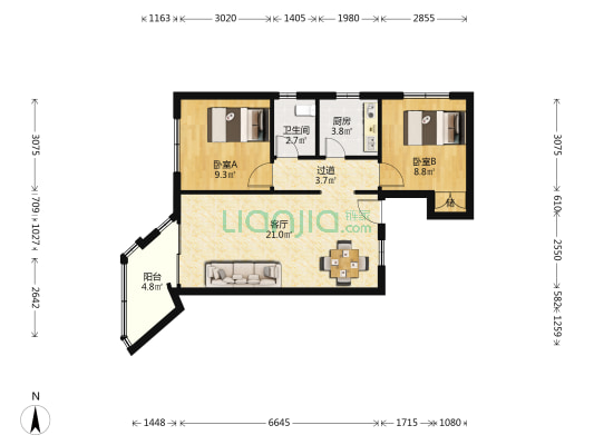 海华小区 2室1厅1卫 82平方