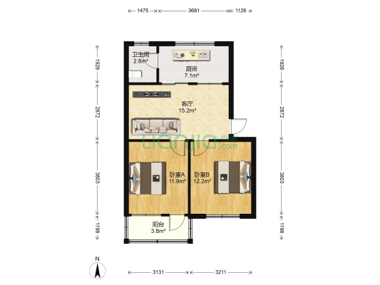 葛仙新村 2室1厅1卫 63平方