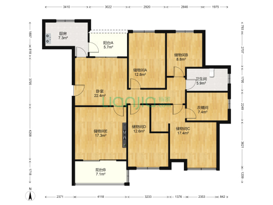 海悦花园三区 1室0厅1卫 140平方