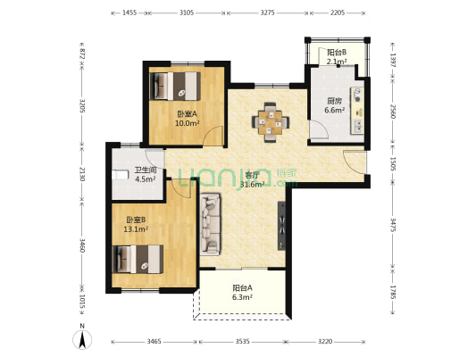 城东新苑一期 2室1厅1卫 95平方