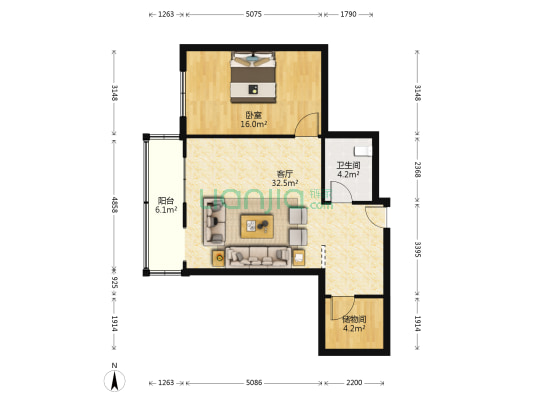 丰盈星海 1室1厅1卫 94平方