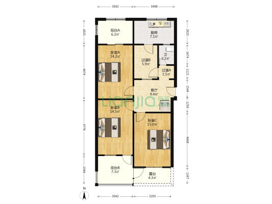五福路西街 3室1厅1卫 95平方