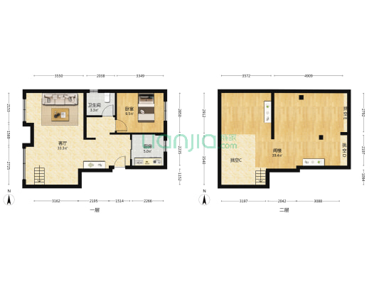 金地北京壹街区 1室1厅1卫 73平方