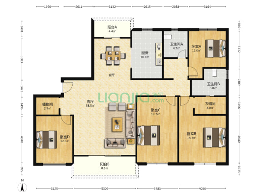 浦江颐城(别墅) 4室1厅2卫 196平方