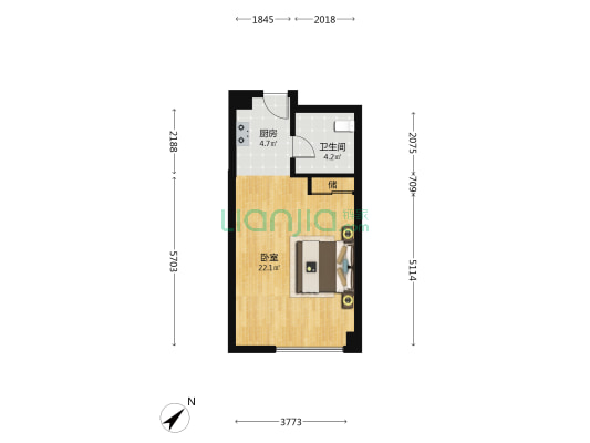 新源里西19号 1室0厅1卫 51平方