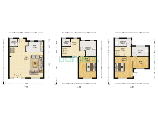 玖熙墅 3室1厅5卫 200平方
