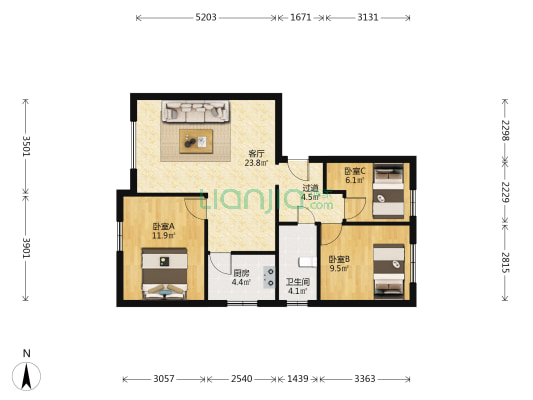 南浦路4号 3室1厅1卫 83平方