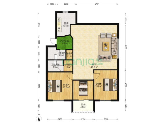 昌闽小区 3室1厅2卫 121平方