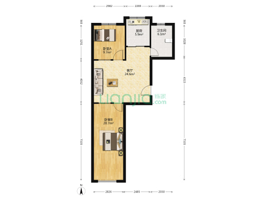 鸿福名城 2室1厅1卫 87平方