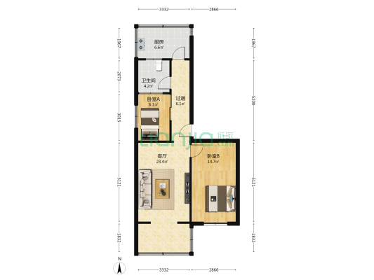 治安管理局（詹家拐子） 2室1厅1卫 75平方