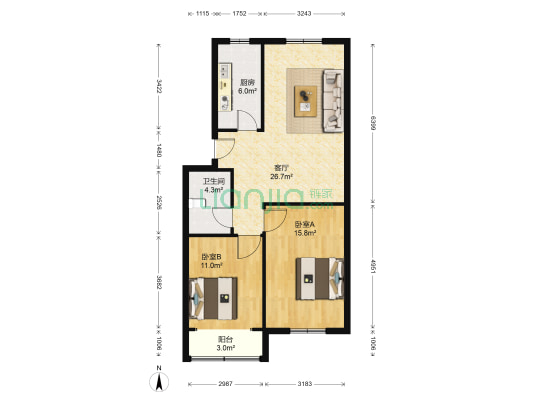 金华苑(即墨) 2室1厅1卫 83平方