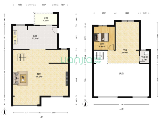 中国铁建花语佰骊 1室1厅1卫 117平方