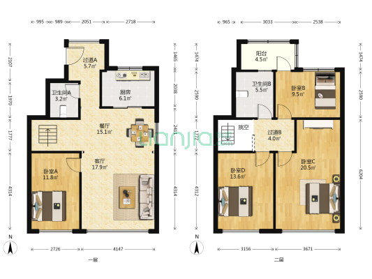 龙湖·春江彼岸 4室2厅2卫 137平方