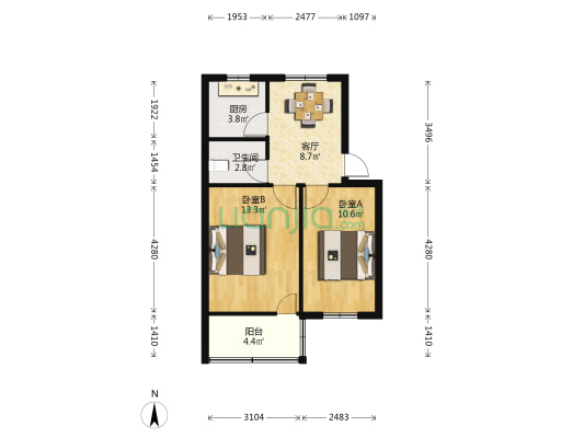 金刚庙前 2室1厅1卫 54平方