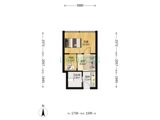 金贸大厦 2室1厅1卫 36平方