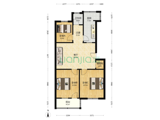 安徽省电影集团四里河宿舍 3室1厅1卫 84平方
