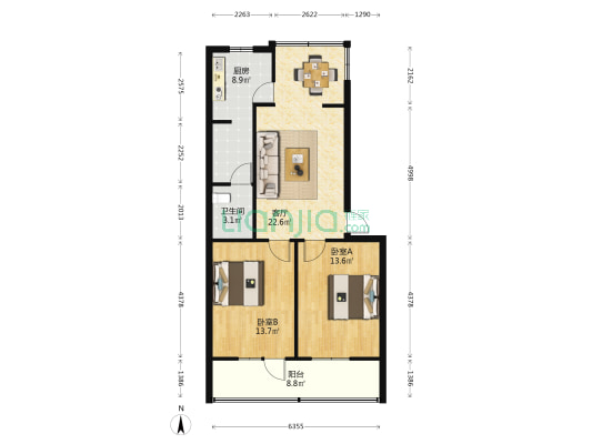彩虹苑 2室1厅1卫 79平方