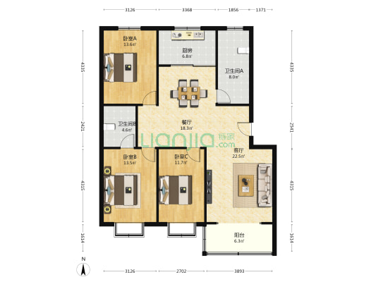 吉润雅庭 3室2厅2卫 132平方