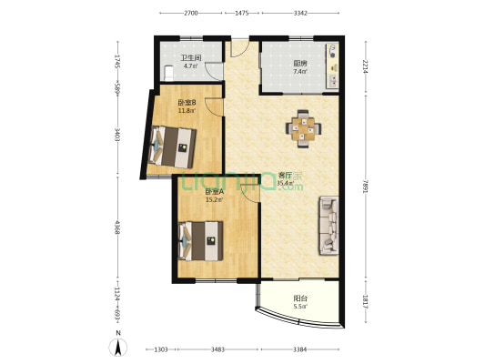 蒙自大楼 2室1厅1卫 110平方