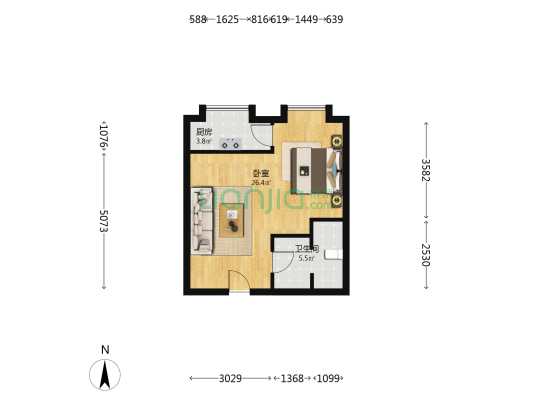 象牙塔 1室0厅1卫 59平方