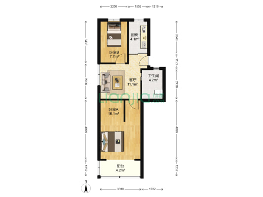 广友小区 2室1厅1卫 58平方