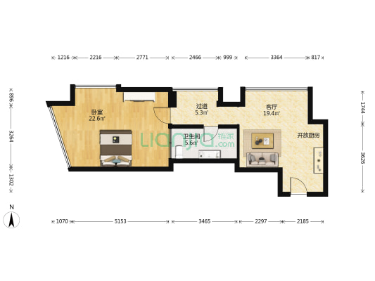 公园1872国际公寓 1室1厅1卫 93平方