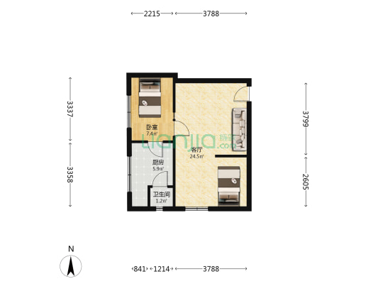 友谊路142号 1室1厅1卫 49平方