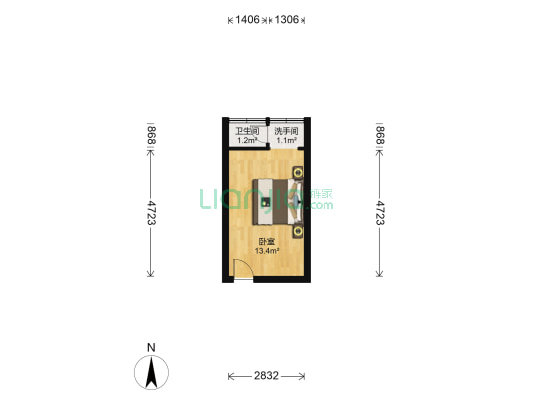 城建综合楼 1室0厅2卫 18平方