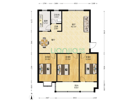 关头祥和居 3室1厅1卫 116平方