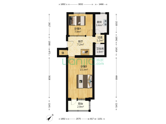 十三陵水库管理处家属院 2室1厅1卫 48平方