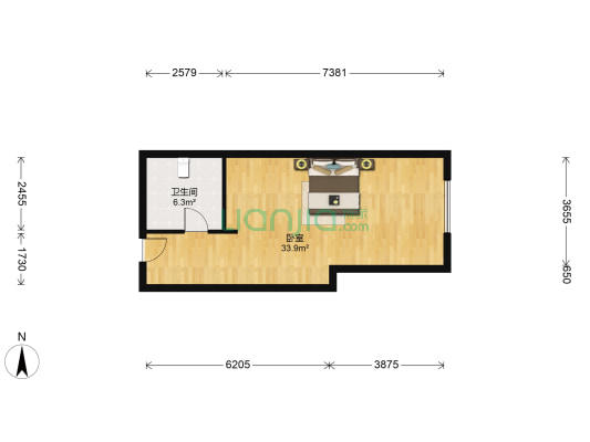 金石国际大酒店 1室0厅1卫 66平方