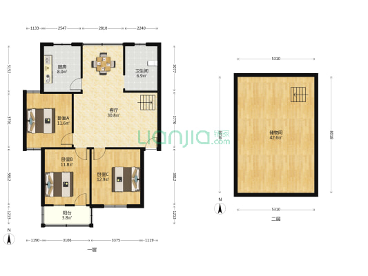 玉兰园小区 3室1厅1卫 104平方