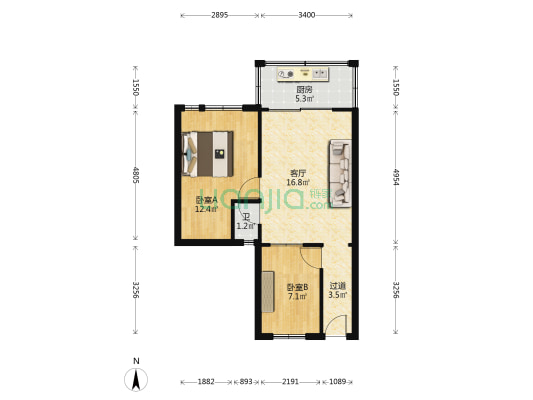 怡乐路17号大院 2室1厅1卫 53平方