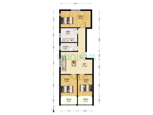 范庄工商局家属楼 3室1厅1卫 93平方