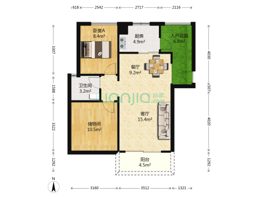 伴山园 1室2厅1卫 78平方