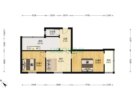 马王庙街45号 2室1厅1卫 60平方