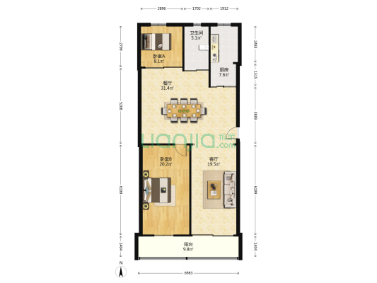 霍邱路37号 2室2厅1卫 111平方