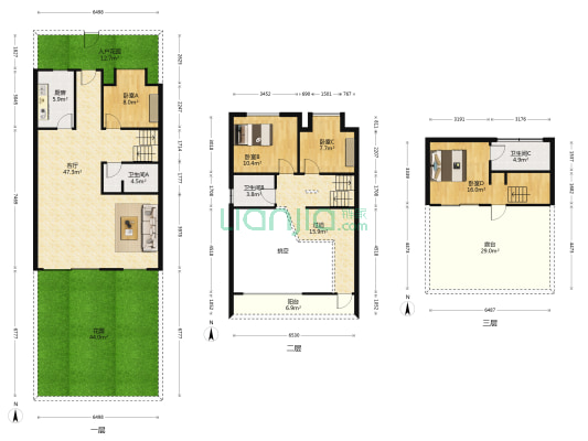 长滩原麓望麓 4室1厅3卫 208平方