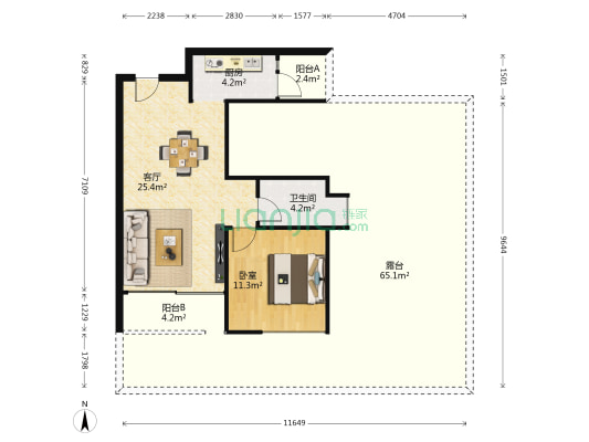 信和信大中华养生谷 1室1厅1卫 58平方