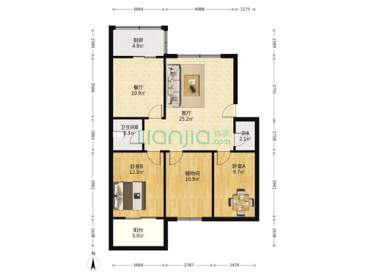 华润燃气公司家属院 2室2厅2卫 106平方