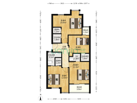 西溪花园红柿苑 4室0厅4卫 83平方