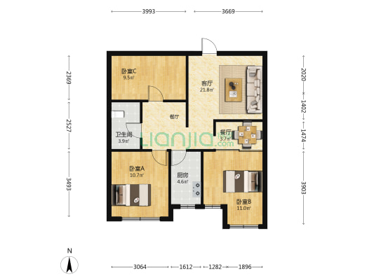未来·理想家 3室2厅1卫 103平方